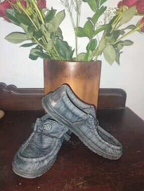 Hey Dude Men's Wally Stretch Poly Shoes Midnight Bunker Gray Black Size 6